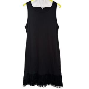 Splendid Fringe Sleeveless Short Mini Dress in Black Women's X-Small